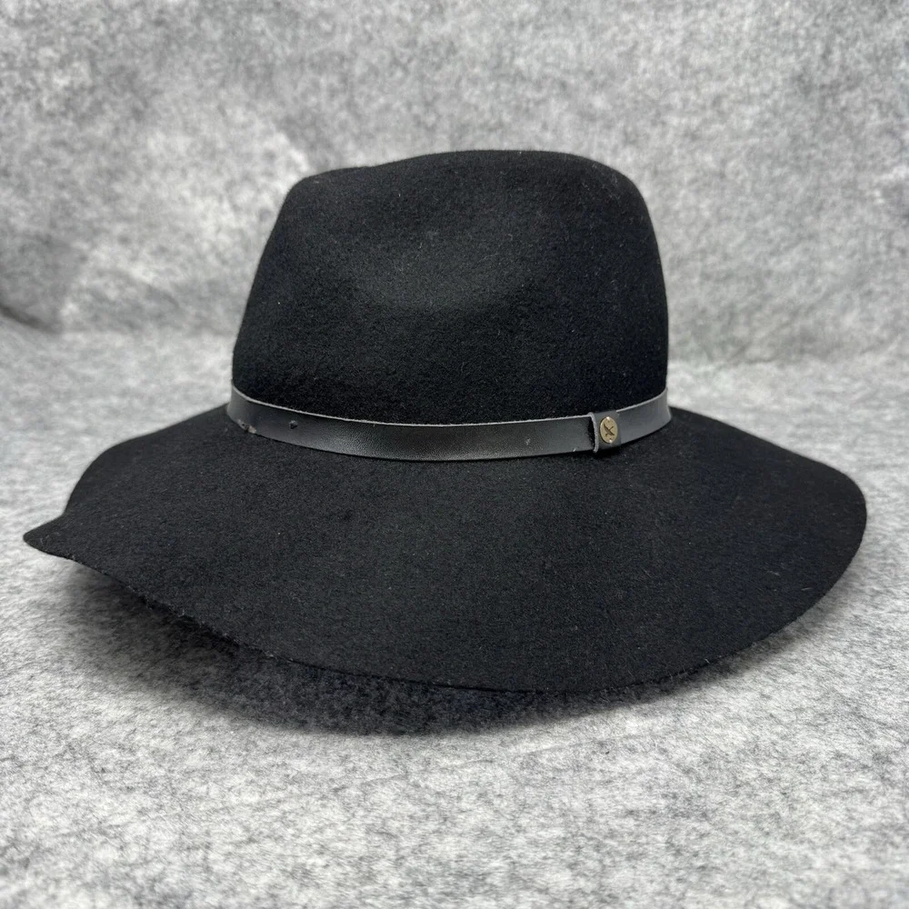 Eddie Bauer Wool Hat Womens Black Fedora Hobo S/M Gypsy Hippie
